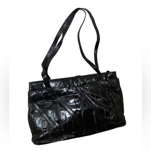Genuine black eel skin handbag